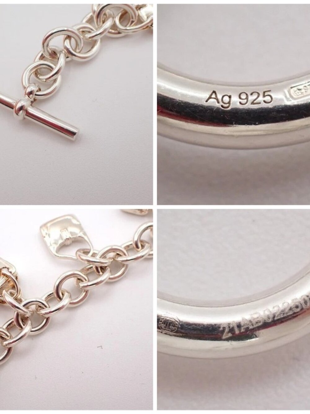 HERMES Logo Amulet 5 Charm Chain Bracelet Bangle Silver 925 France 649LC636 - Picture 16 of 16